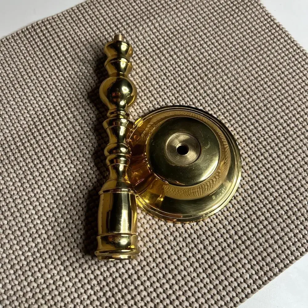 Vintage Solid Brass Candlestick Holder‎ Tall Turned Column Made in India